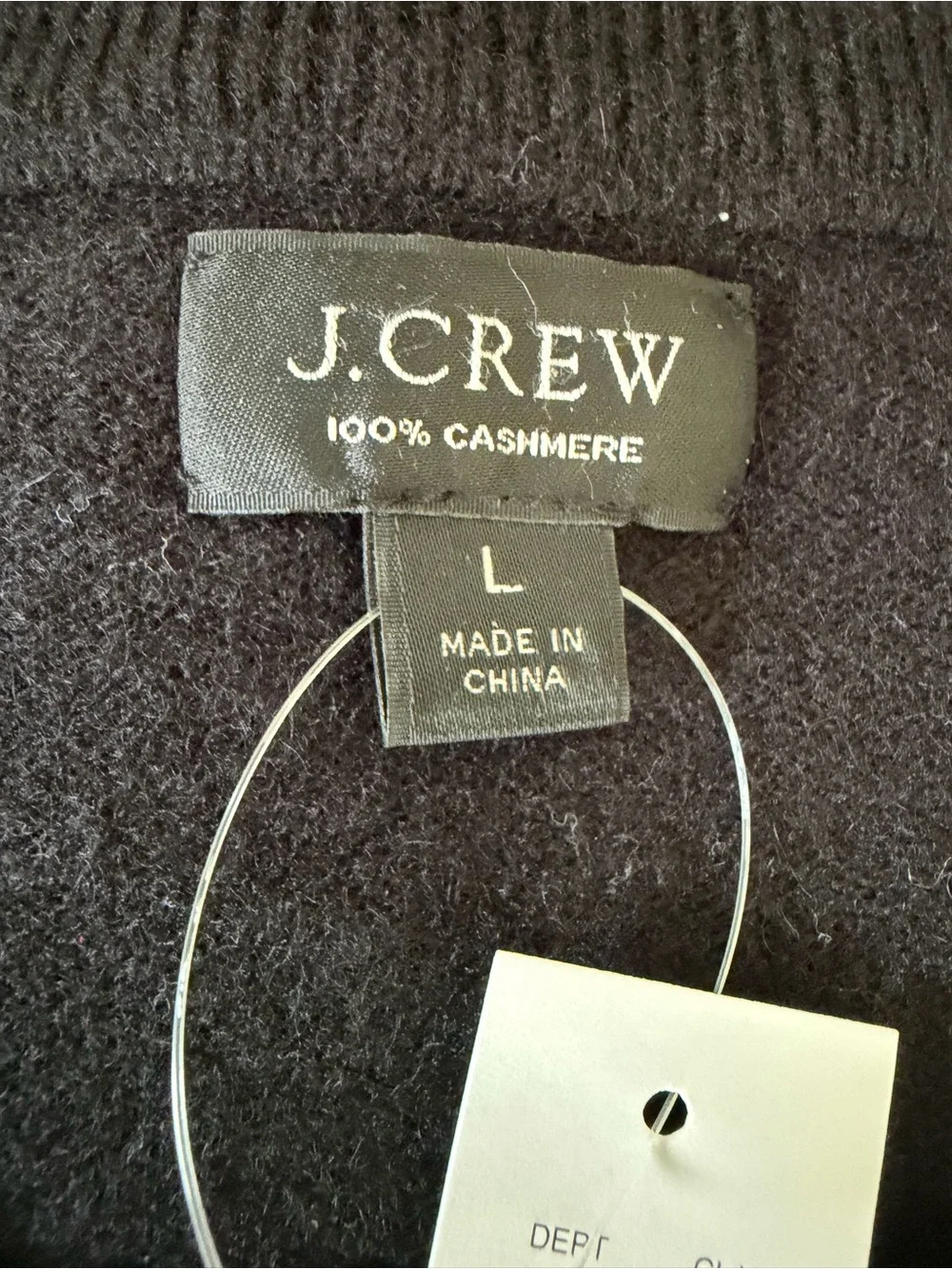 J. CREW Cashmere Sweater BLACK Crewneck In Solid Men’s Size Large L Soft New NWT
